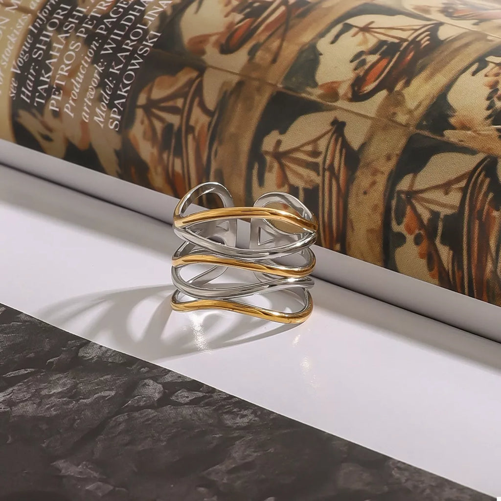 Two-Tone Open Gold and Silver Ring