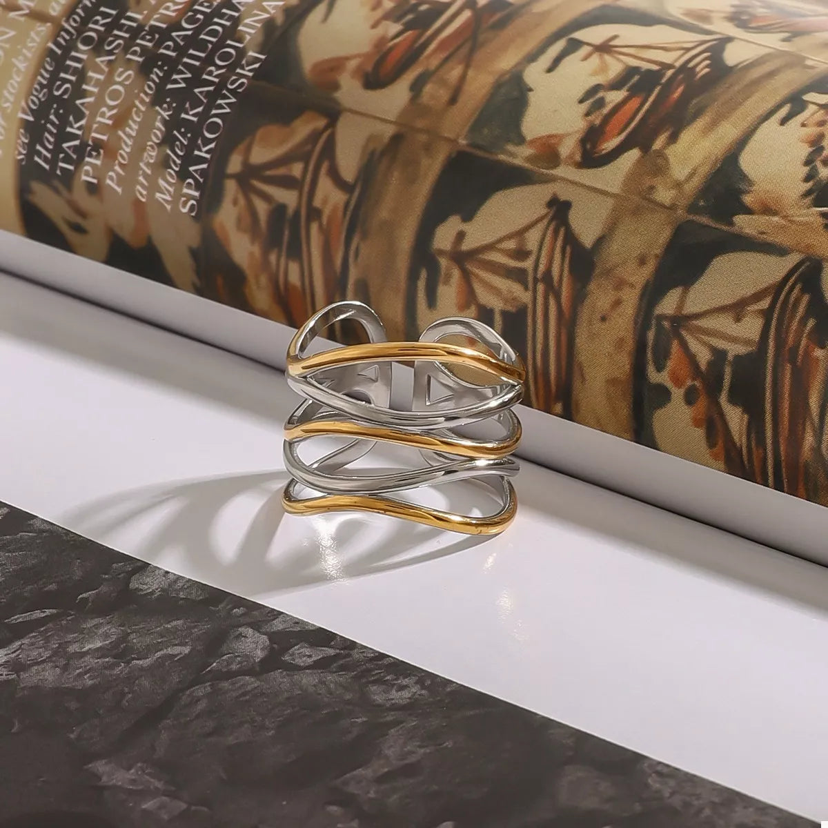 Two-Tone Open Gold and Silver Ring